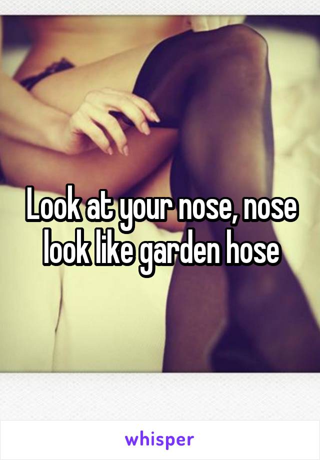 Look at your nose, nose look like garden hose