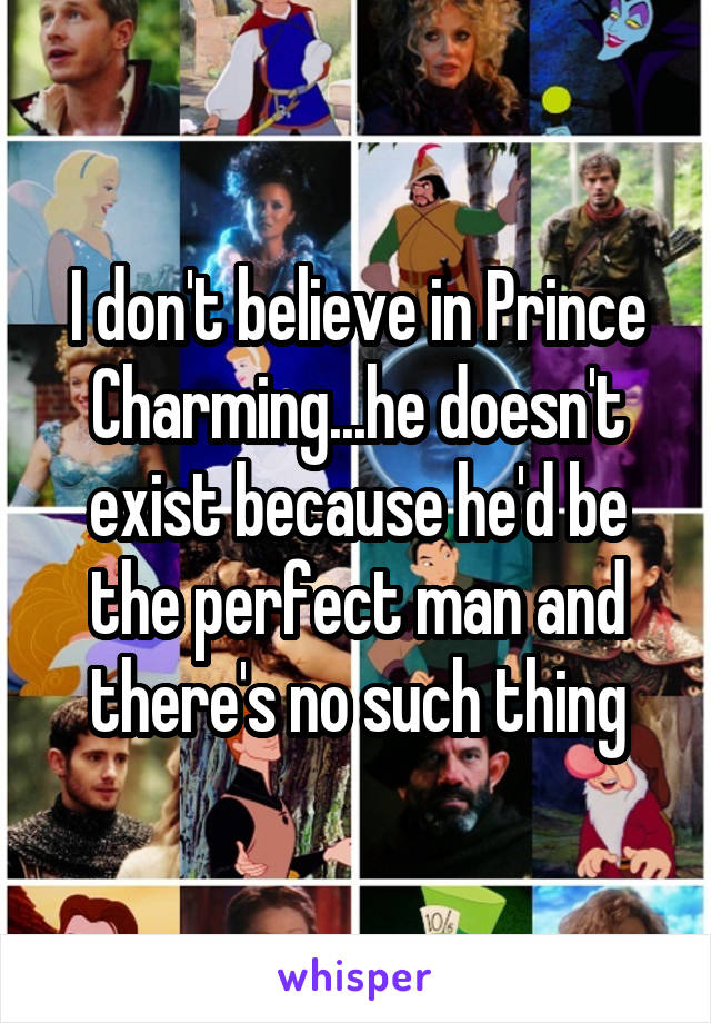 I don't believe in Prince Charming...he doesn't exist because he'd be the perfect man and there's no such thing