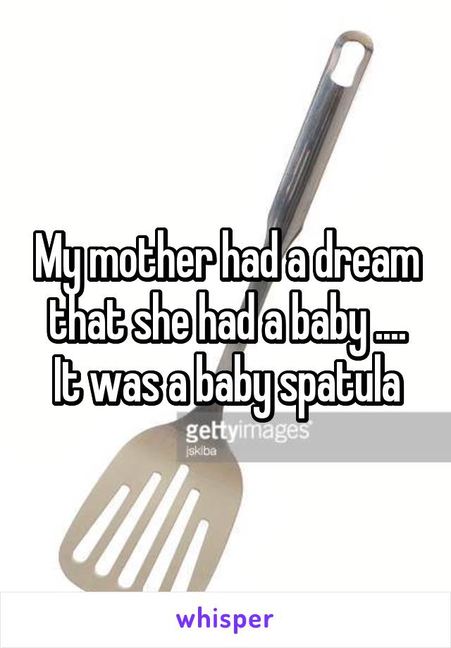 My mother had a dream that she had a baby ....
It was a baby spatula