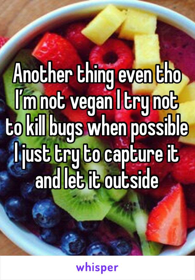 Another thing even tho I’m not vegan I try not to kill bugs when possible I just try to capture it and let it outside 