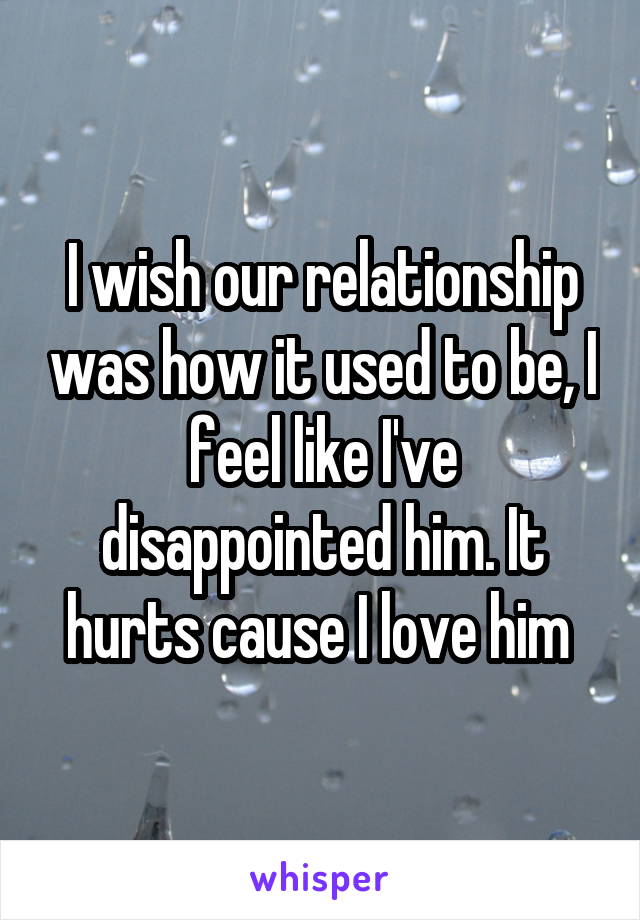 I wish our relationship was how it used to be, I feel like I've disappointed him. It hurts cause I love him 