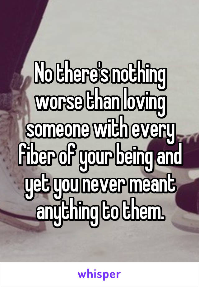 No there's nothing worse than loving someone with every fiber of your being and yet you never meant anything to them.