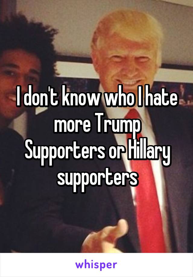 I don't know who I hate more Trump Supporters or Hillary supporters