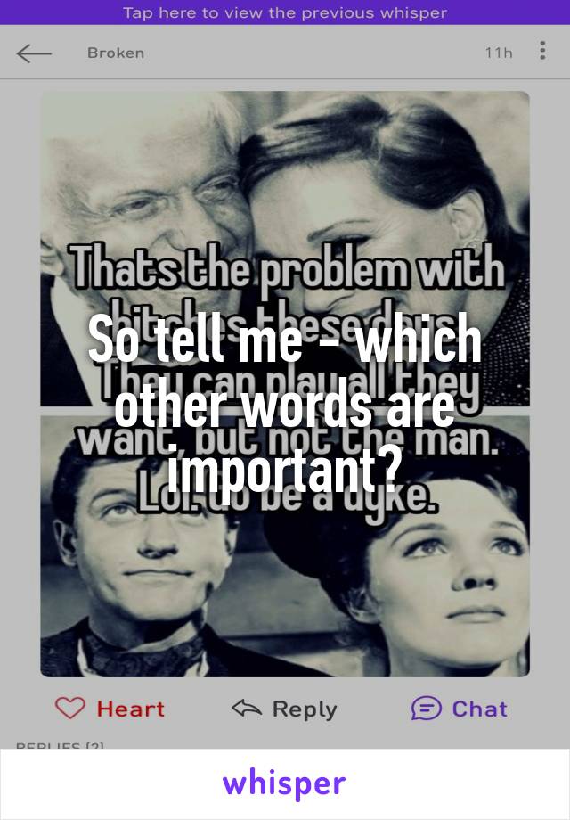 So tell me - which other words are important?