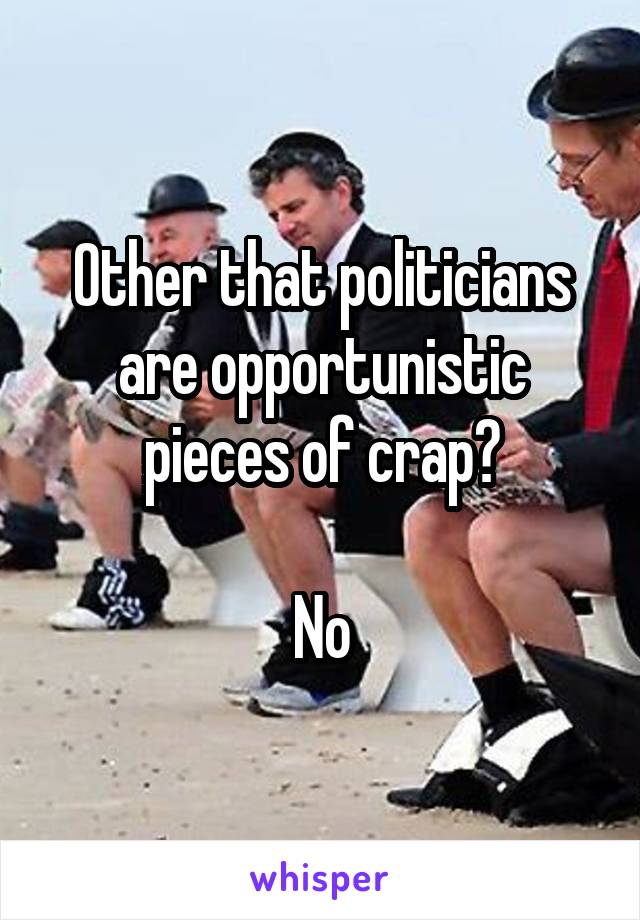 Other that politicians are opportunistic pieces of crap?

No