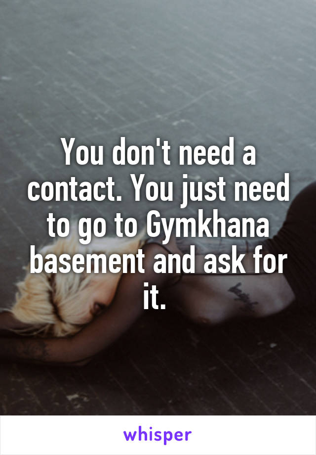 You don't need a contact. You just need to go to Gymkhana basement and ask for it. 