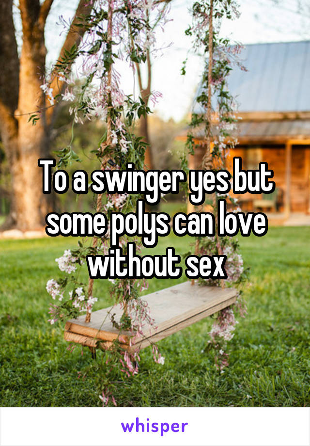 To a swinger yes but some polys can love without sex