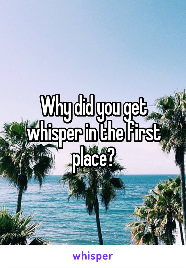 Why did you get whisper in the first place?