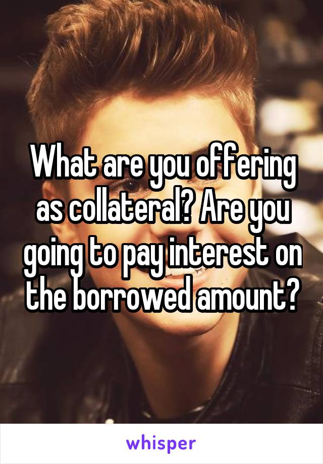 What are you offering as collateral? Are you going to pay interest on the borrowed amount?