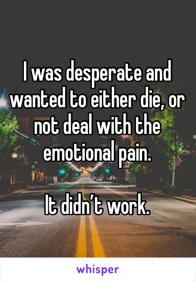 I was desperate and wanted to either die, or not deal with the emotional pain. 

It didn’t work. 