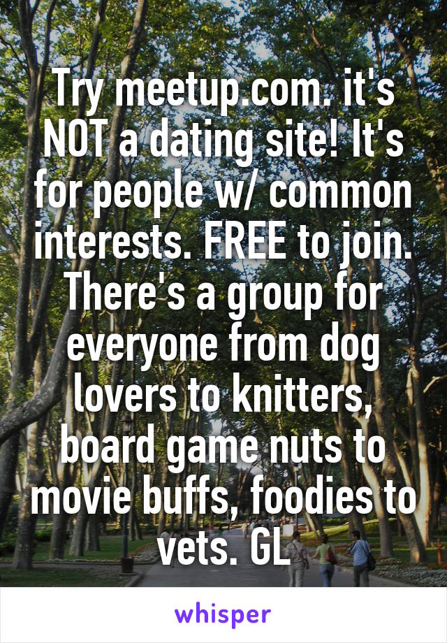 Try meetup.com. it's NOT a dating site! It's for people w/ common interests. FREE to join. There's a group for everyone from dog lovers to knitters, board game nuts to movie buffs, foodies to vets. GL