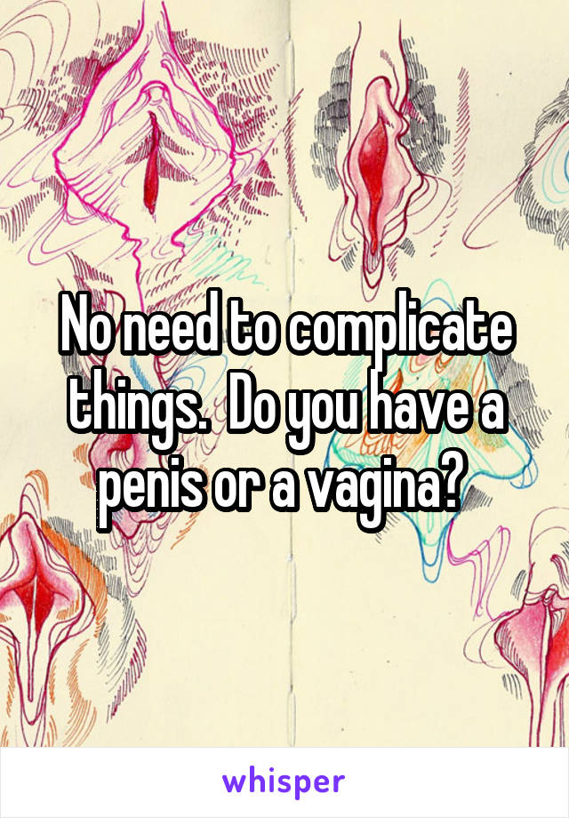 No need to complicate things.  Do you have a penis or a vagina? 