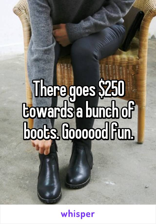 There goes $250 towards a bunch of boots. Goooood fun.