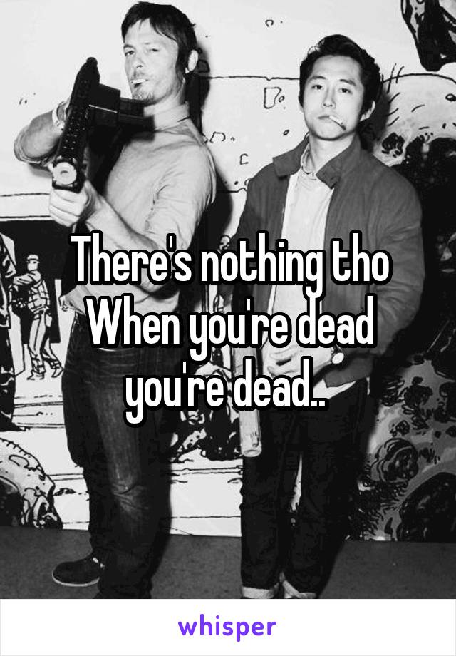 There's nothing tho
When you're dead you're dead.. 
