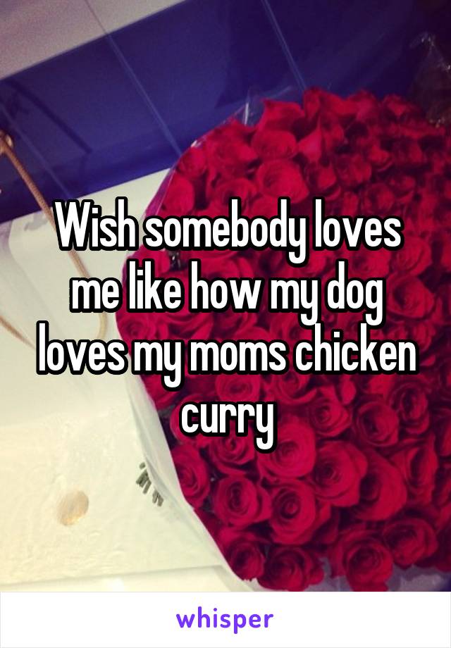Wish somebody loves me like how my dog loves my moms chicken curry