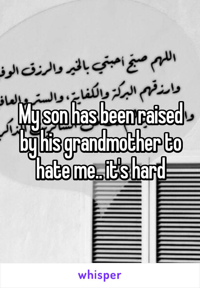 My son has been raised by his grandmother to hate me.. it's hard