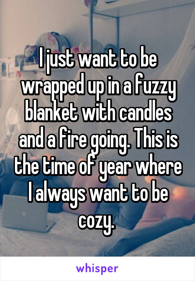 I just want to be wrapped up in a fuzzy blanket with candles and a fire going. This is the time of year where I always want to be cozy. 