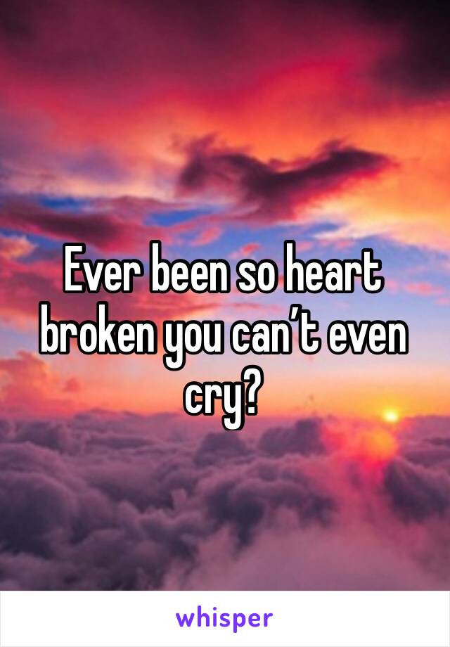 Ever been so heart broken you can’t even cry? 