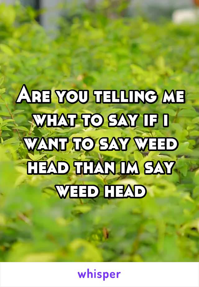 Are you telling me what to say if i want to say weed head than im say weed head