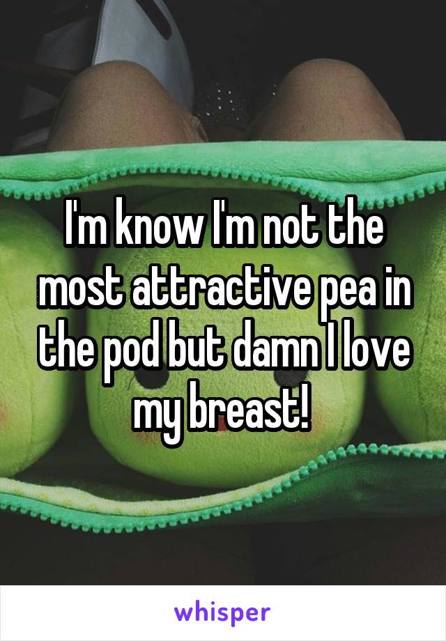 I'm know I'm not the most attractive pea in the pod but damn I love my breast! 