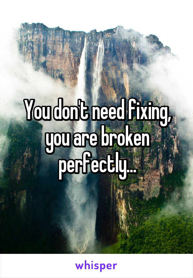 You don't need fixing, you are broken
perfectly...