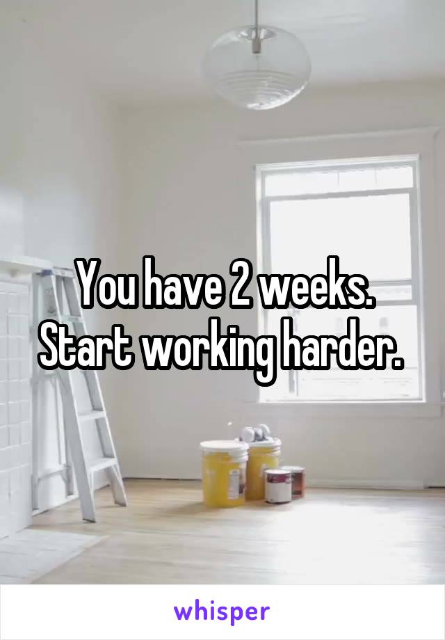 You have 2 weeks. Start working harder. 