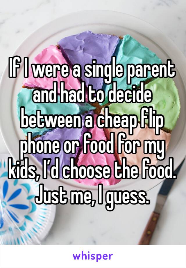 If I were a single parent and had to decide between a cheap flip phone or food for my kids, I’d choose the food. Just me, I guess. 