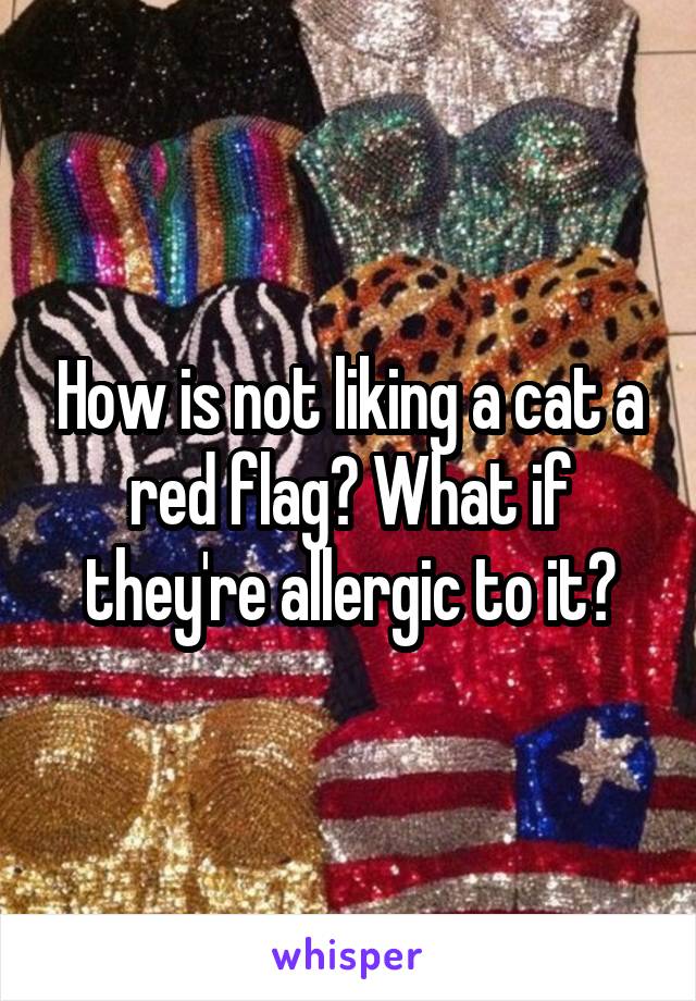 How is not liking a cat a red flag? What if they're allergic to it?