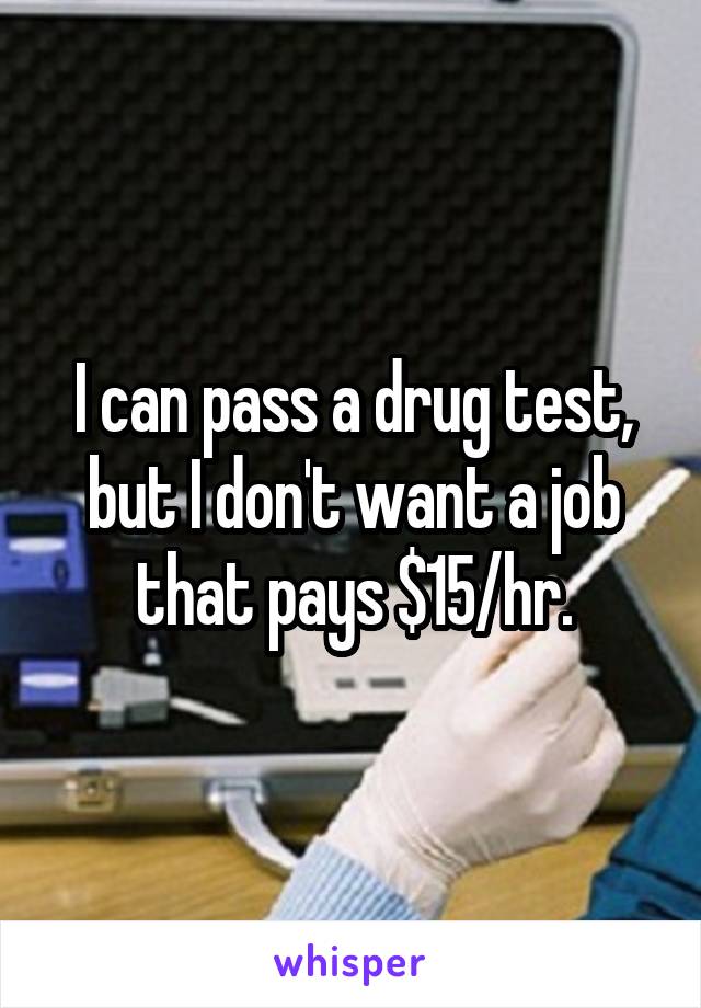 I can pass a drug test, but I don't want a job that pays $15/hr.