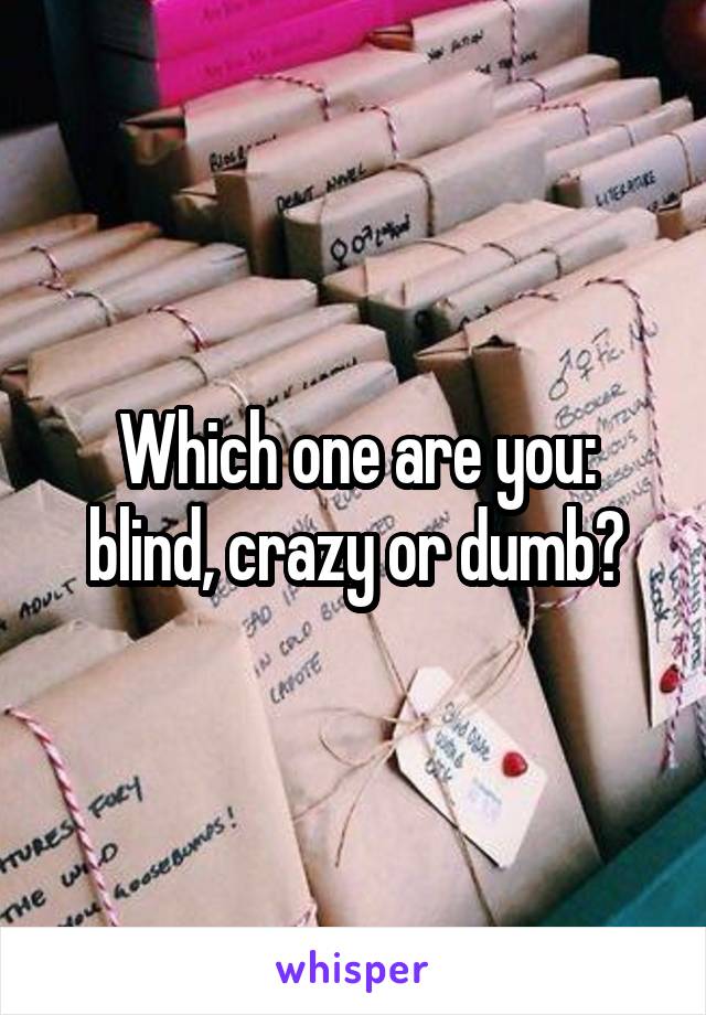Which one are you: blind, crazy or dumb?