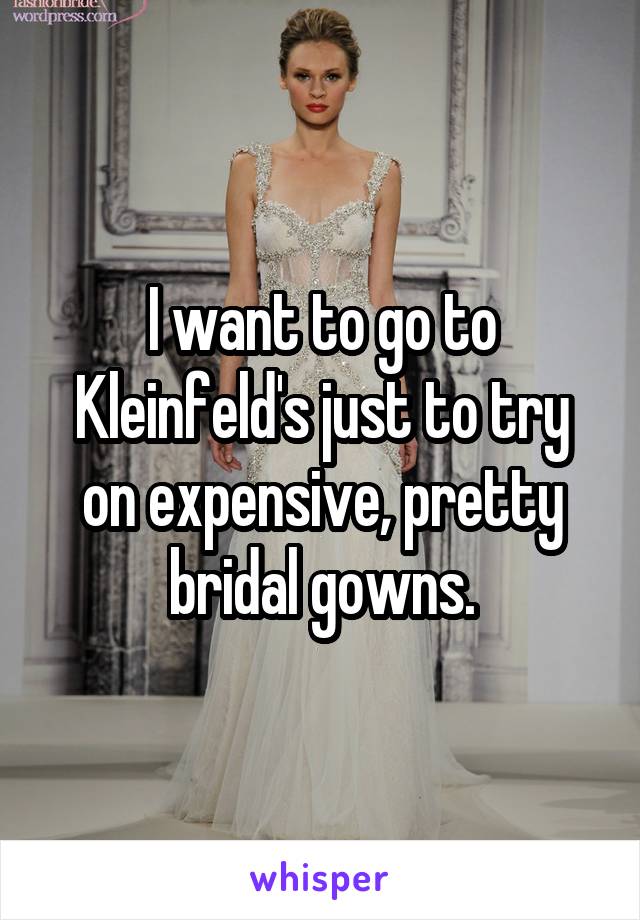 I want to go to Kleinfeld's just to try on expensive, pretty bridal gowns.