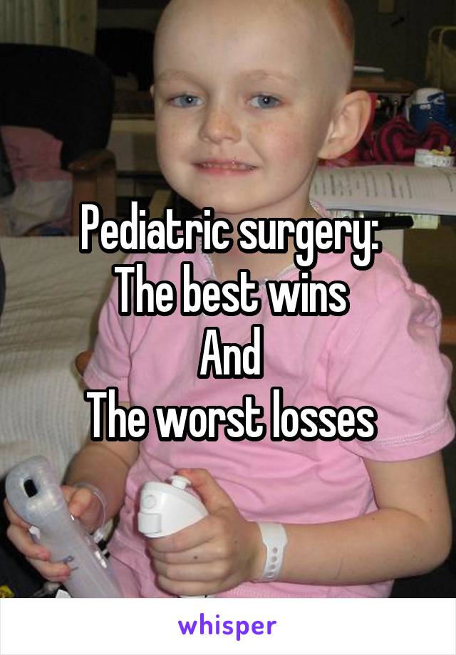 Pediatric surgery:
The best wins
And
The worst losses