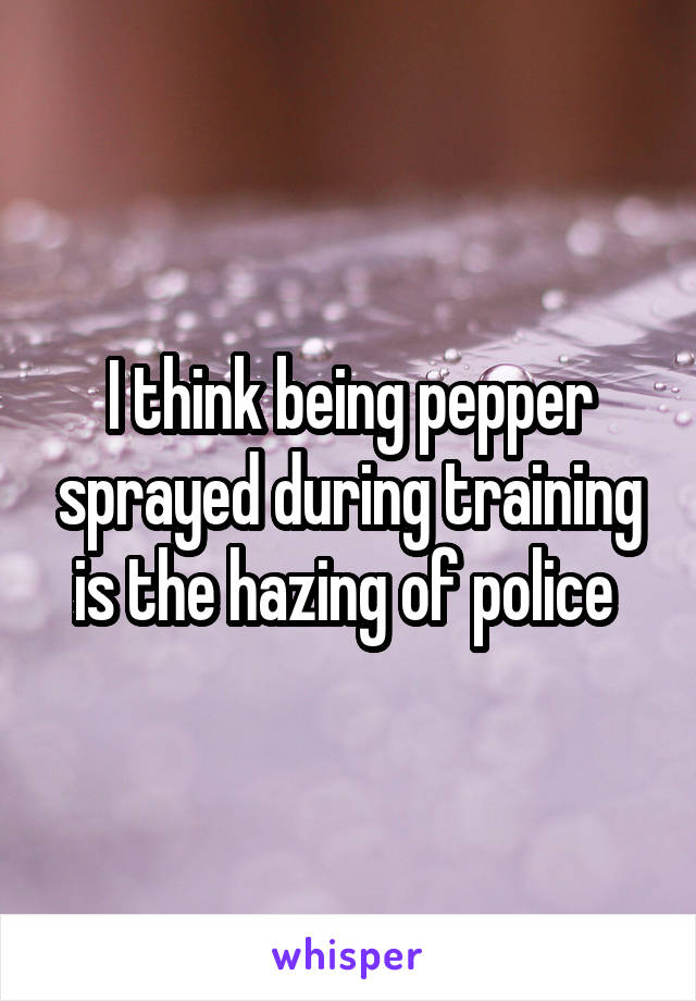 I think being pepper sprayed during training is the hazing of police 