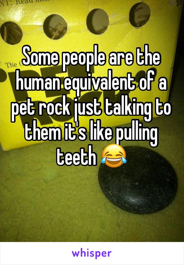 Some people are the human equivalent of a pet rock just talking to them it's like pulling teeth 😂