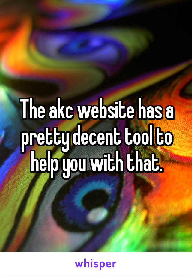 The akc website has a pretty decent tool to help you with that.