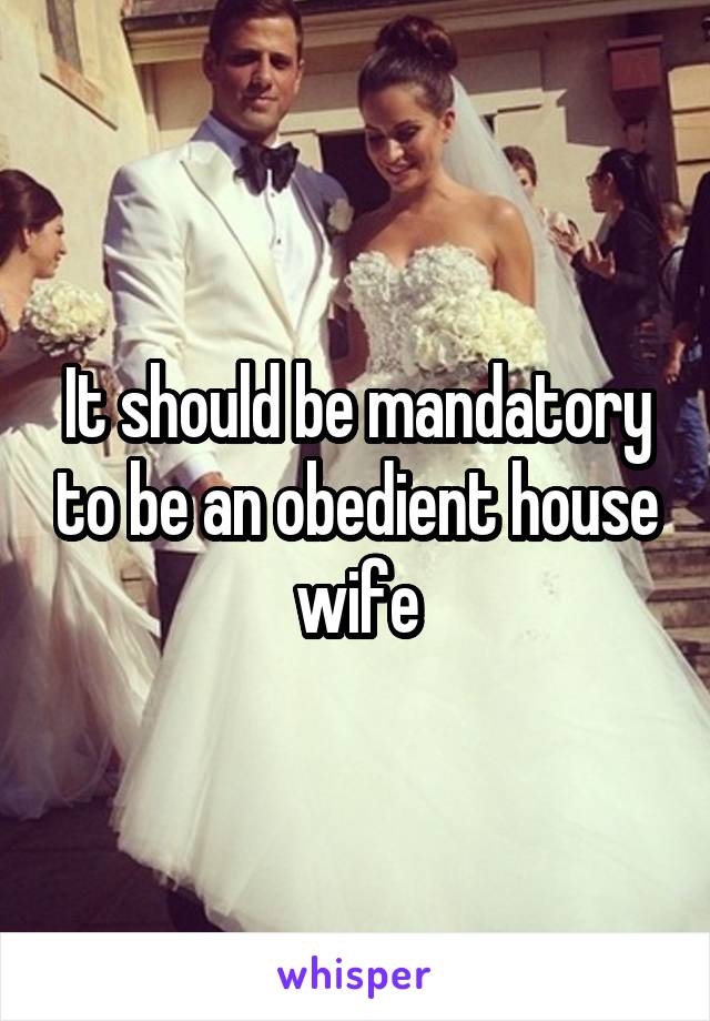 It should be mandatory to be an obedient house wife
