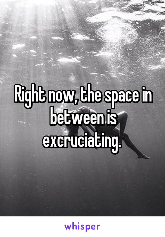 Right now, the space in between is excruciating. 