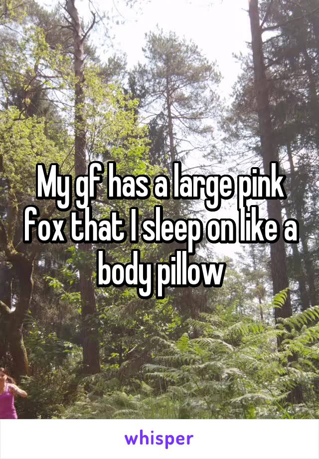 My gf has a large pink fox that I sleep on like a body pillow