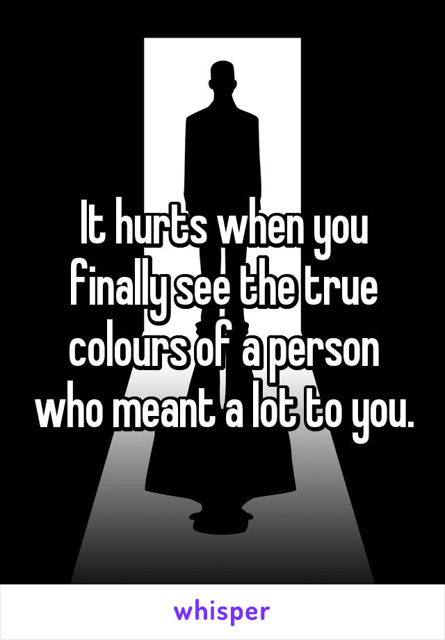 It hurts when you finally see the true colours of a person who meant a lot to you.