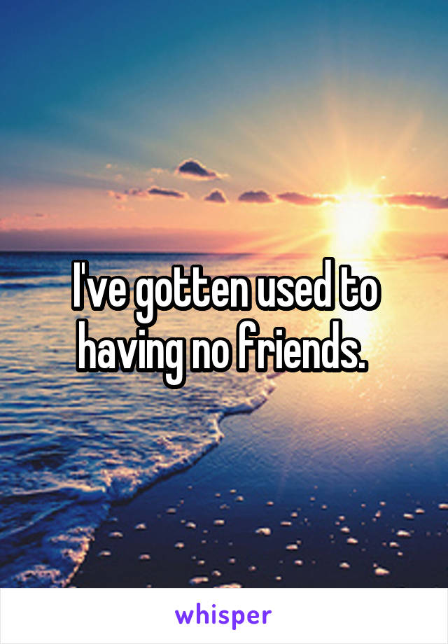 I've gotten used to having no friends. 