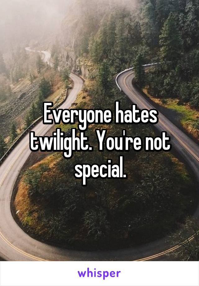 Everyone hates twilight. You're not special.