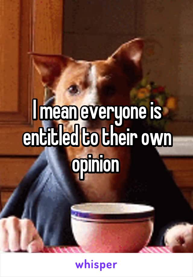 I mean everyone is entitled to their own opinion 