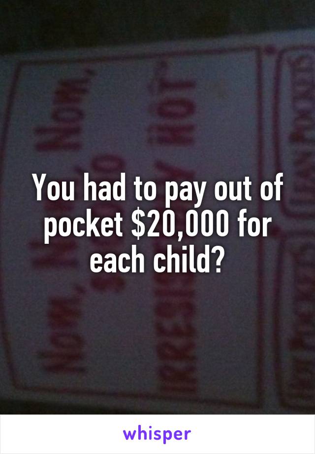 You had to pay out of pocket $20,000 for each child?