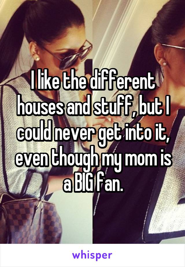 I like the different houses and stuff, but I could never get into it, even though my mom is a BIG fan.