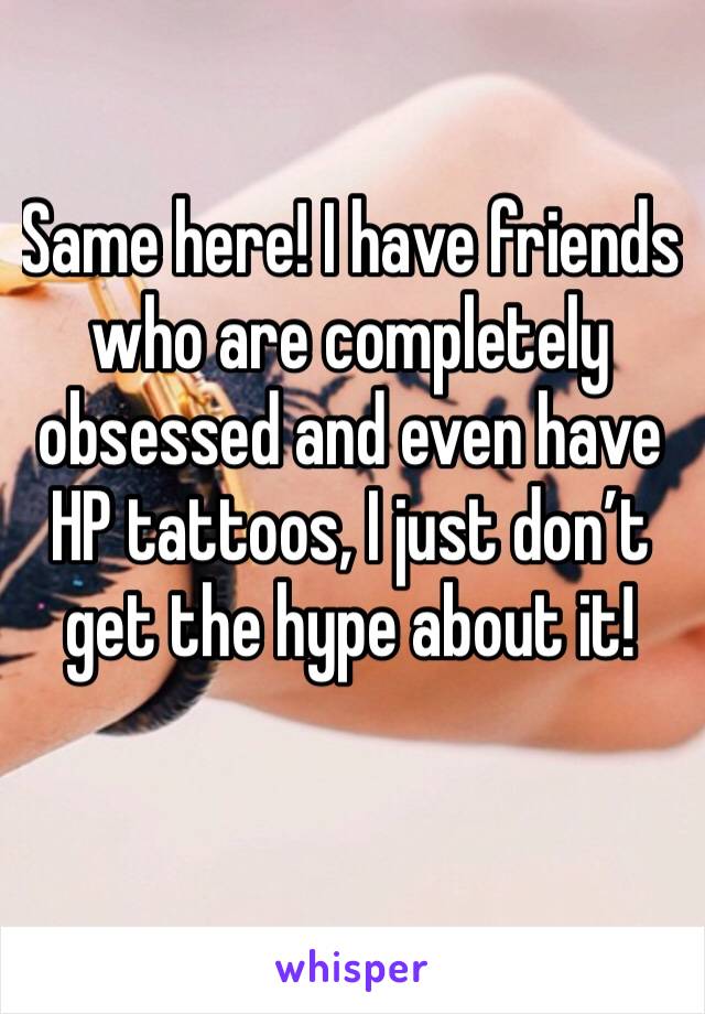 Same here! I have friends who are completely obsessed and even have HP tattoos, I just don’t get the hype about it! 