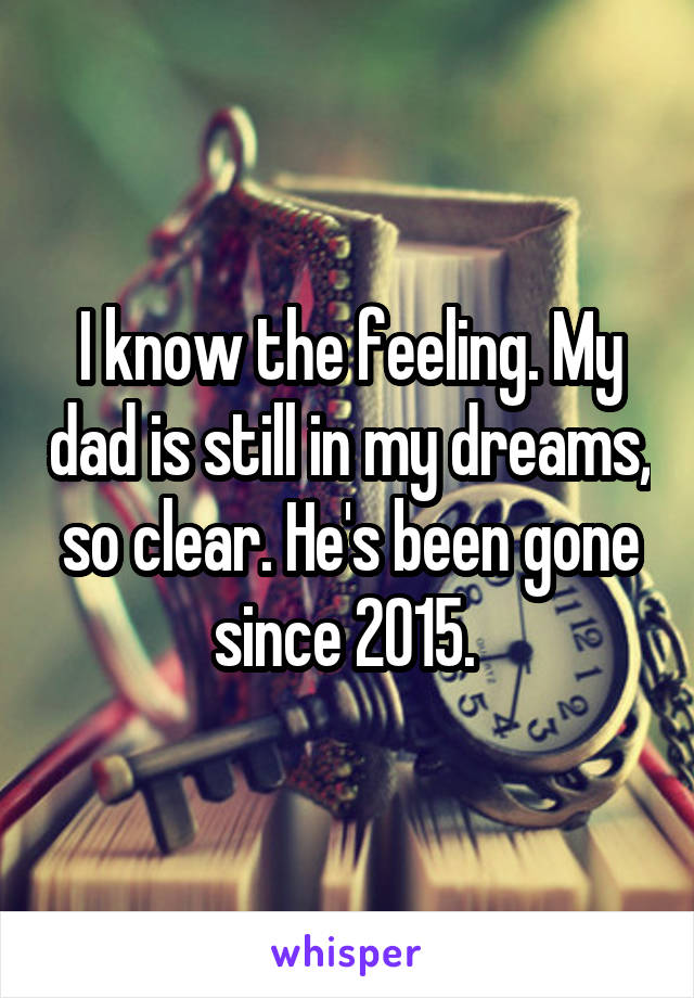 I know the feeling. My dad is still in my dreams, so clear. He's been gone since 2015. 