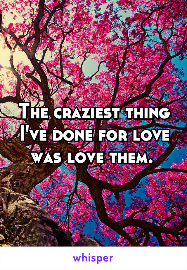 The craziest thing I've done for love was love them. 