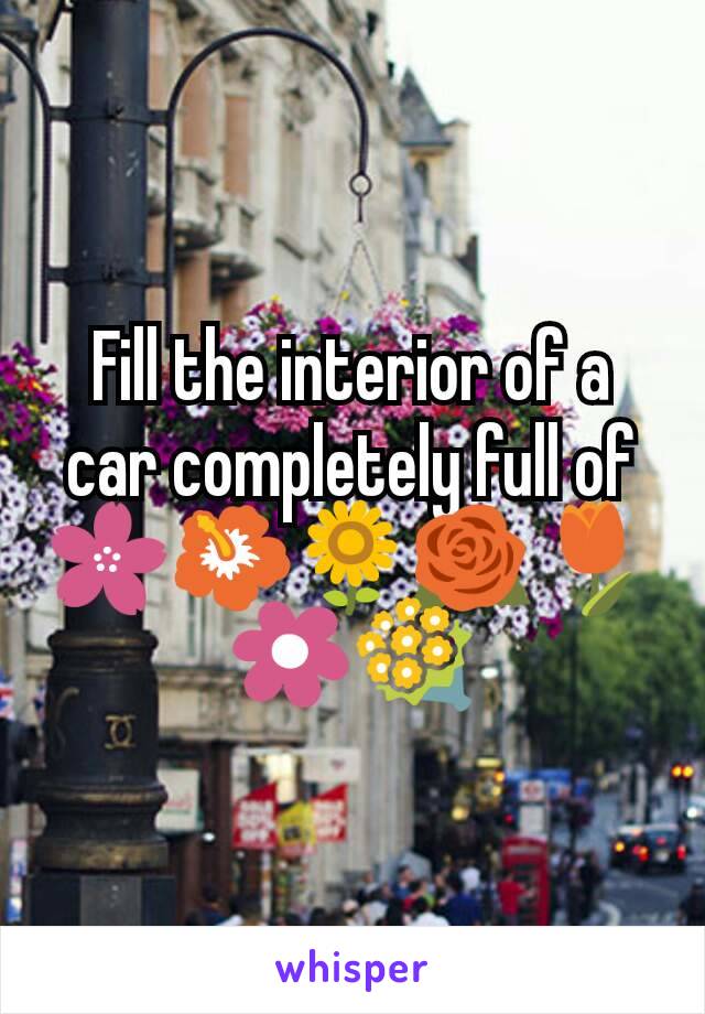 Fill the interior of a car completely full of 🌸🌺🌻🌹🌷🌼💐