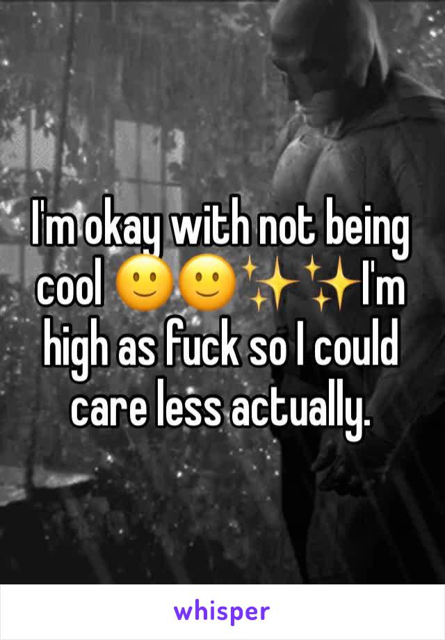 I'm okay with not being cool 🙂🙂✨✨I'm high as fuck so I could care less actually. 