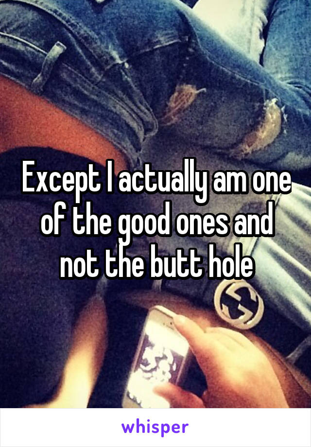 Except I actually am one of the good ones and not the butt hole